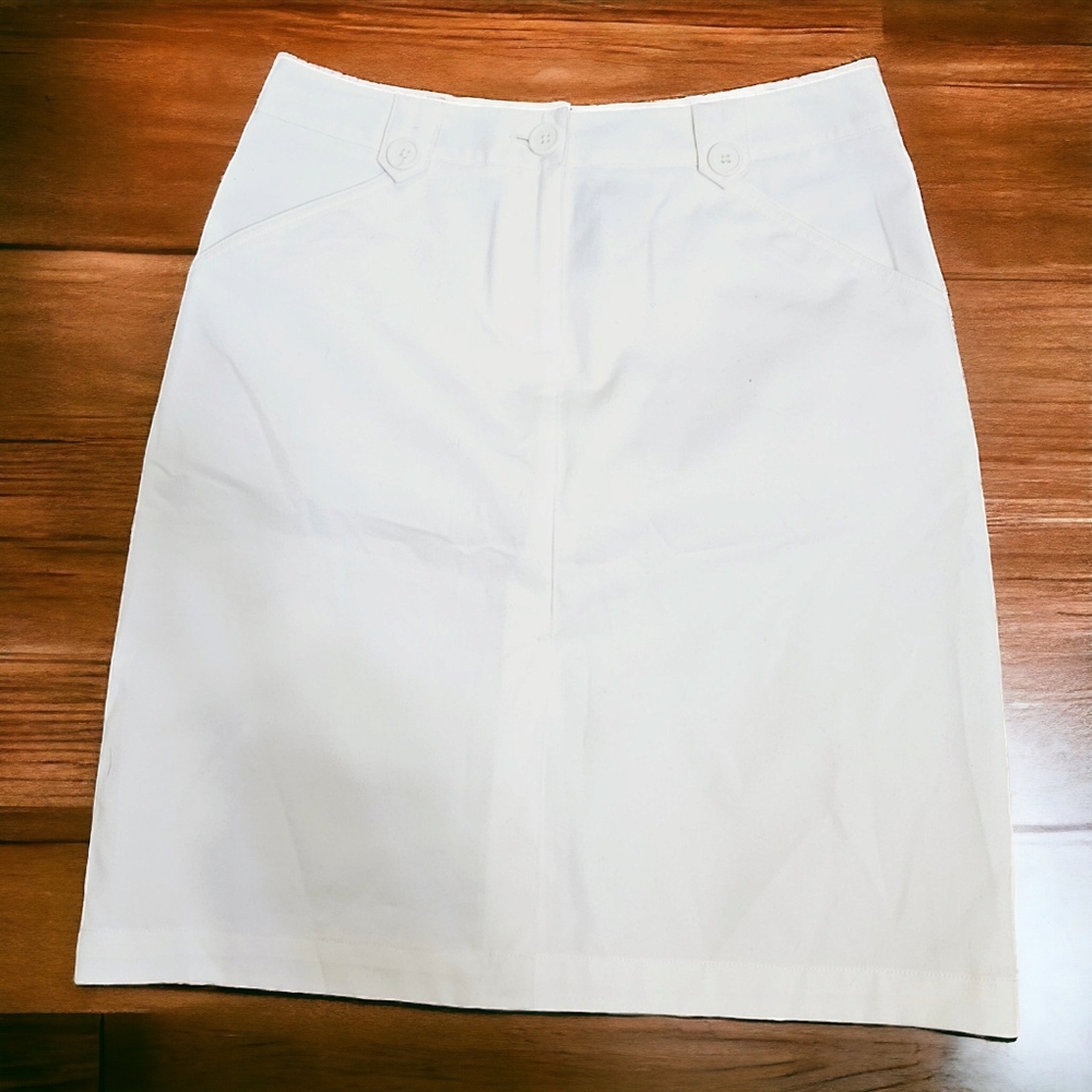Hillard & Hanson Womens White Stretch Skirt Size 6